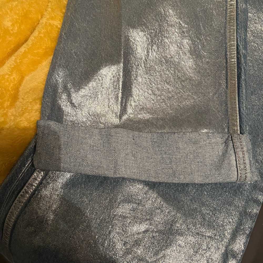 Zara women’s Metallic Silver Straight Jeans - Picture 10 of 12